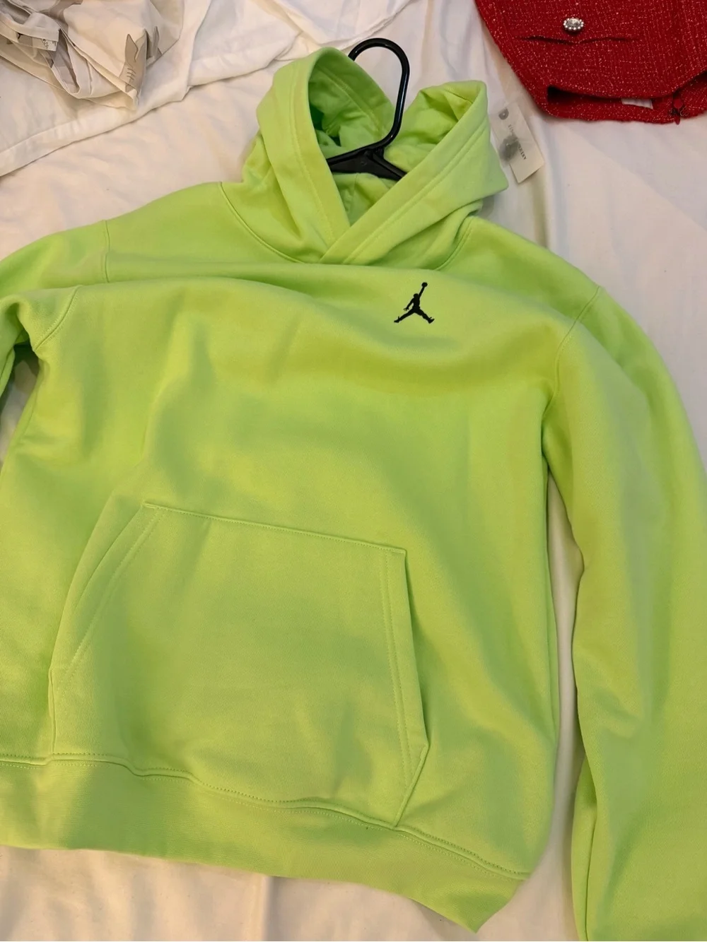 Jordan Men's V-Neck Hoodie in Neon Lime with Black Jumpman